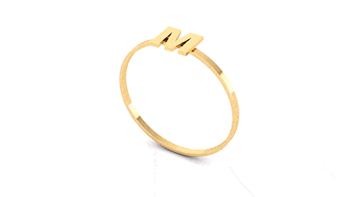 Anel Letra Fininha Personalizada Ouro 18k