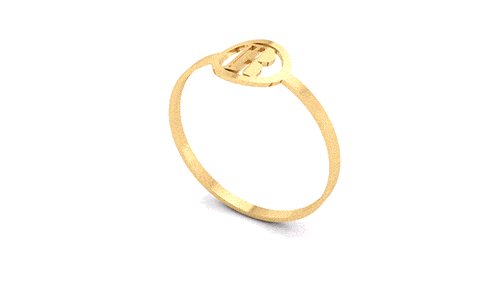 Anel Letra Círculo Personalizada Ouro 18k