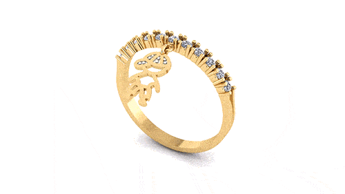 Anel Pingente Menino com Aro Cravejado Ouro 18k
