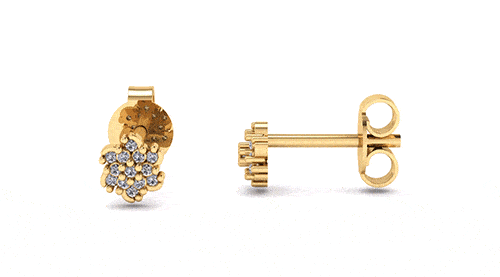 Brinco Flor Pavê com Diamante Ouro 18k
