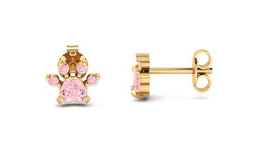 Brinco Patinha Pet Rosa Ouro 18k