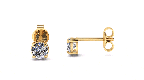 Brinco Solitário com Pedra Natural 4.5mm Ouro 18k