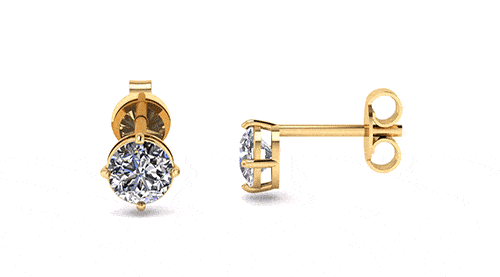 Brinco Solitário com Pedra Natural 5mm Ouro 18k