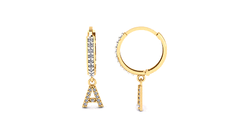 Brinco Argola Cravejada com Letra A Ouro 18k