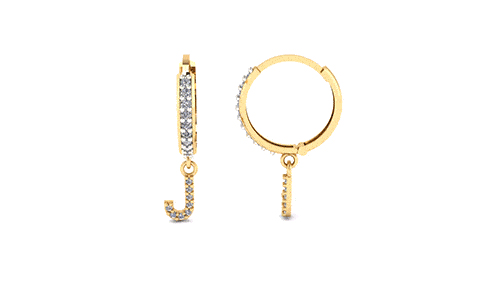 Brinco Argola Cravejada com Letra J Ouro 18k