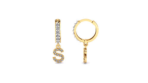 Brinco Argola Mini Cravejada com Letra S Ouro 18k