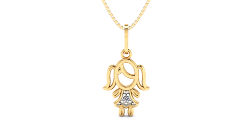 Pingente Menina com Pedra de Zircônia Ouro 18k