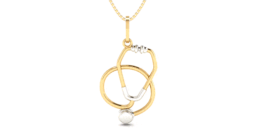 Pingente Profissão Estetoscópio Bicolor Ouro 18k