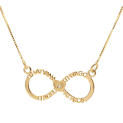 Gargantilha Infinito com Quatro Nomes Personalizados Ouro 18k