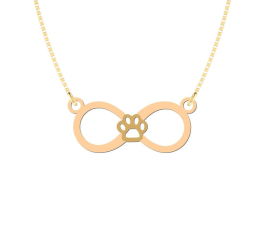 Gargantilha Pet Infinito com Patinha Ouro 18k