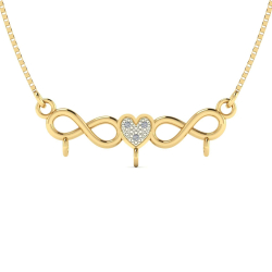Pingente Canga com Coração e Infinito com Diamante Ouro 18k