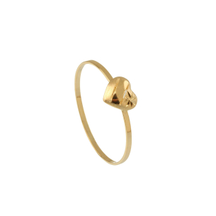 Anel Coração Pequeno Fosco e Liso com Estrela Ouro 18k