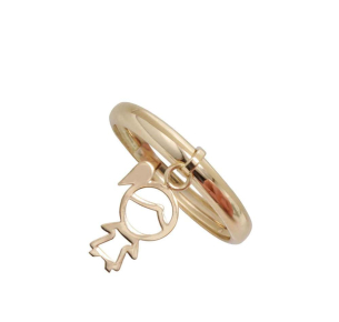 Anel Menina Liso com Pingente Ouro 18k