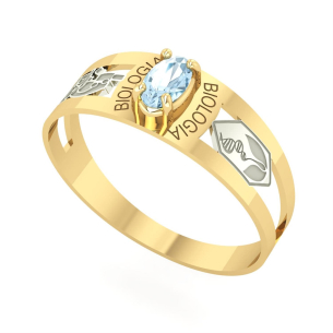 Anel Formatura Biologia Oval 3mm x 5mm Ouro 18k