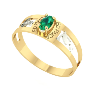 Anel Formatura Educação Física Oval 3mm x 5mm Ouro 18k