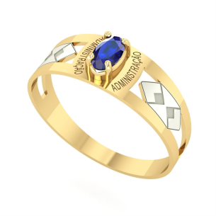 Anel Formatura Administração Oval 3mm x 5mm Ouro 18k