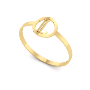 Anel Letra Círculo Personalizada Ouro 18k