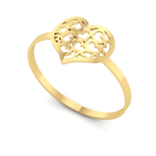 Anel Coração Vazadinho Ouro 18k