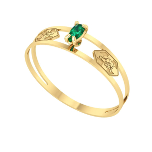 Anel Formatura Aro Duplo Gota Pequena Biomedicina Ouro 18k