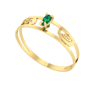 Anel Formatura Aro Duplo Gota Pequena Enfermagem Ouro 18k