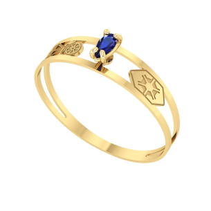 Anel Formatura Aro Duplo Gota Pequena Engenharia Agronômica Ouro 18k