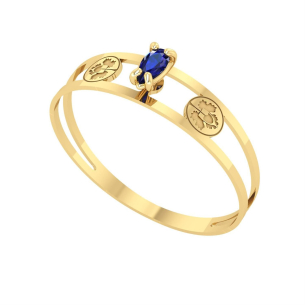 Anel Formatura Aro Duplo Gota Pequena Enologia Ouro 18k