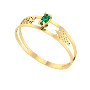 Anel Formatura Aro Duplo Gota Pequena Fisioterapia Ouro 18k
