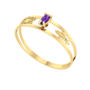 Anel Formatura Aro Duplo Gota Pequena Letras Ouro 18k