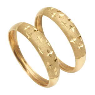 Anel Par de Aparador Diamantado Estrela Ouro 18k