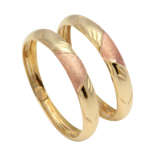 Anel Par de Aparador Bicolor Diamantado Ouro 18k