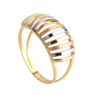 Anel Aro Duplo Tricolor Ouro 18k