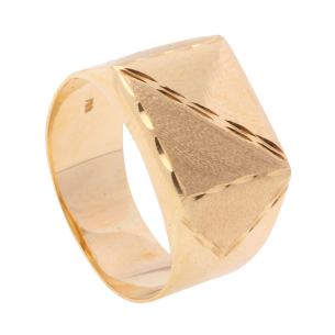Anel Masculino Diagonal Diamantado Ouro 18k
