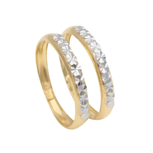 Anel Par de Aparador Diamantado Falsa Pedra Ouro 18k