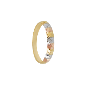 Anel Aparador Quadriculado Tricolor Ouro 18k