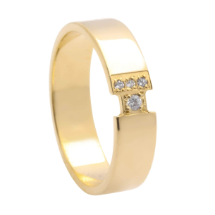 Aliança Reta Grossa com Zircônia Ouro 18k