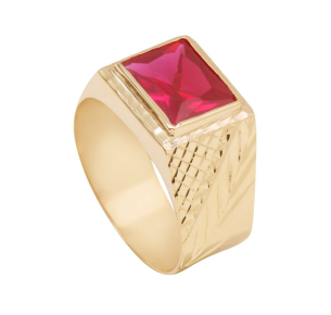 Anel Formatura com Zircônia e Detalhes no Aro Ouro 18k