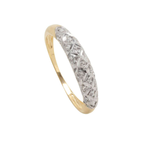 Anel Banana com Banho em Ródio Branco Diamantado Ouro 18k