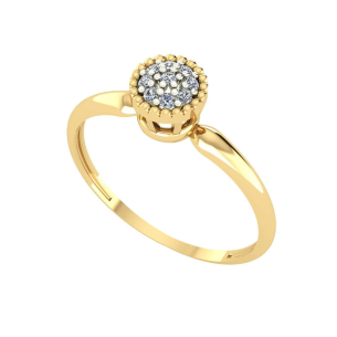 Anel Chuveiro Redondo com Banho em Ródio e Diamante Ouro 18k