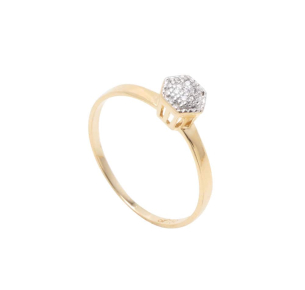 Anel Hexagono Pequeno com Diamante Ouro 18k
