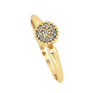 Anel Chuveiro Redondo Pequeno com Diamante Ouro 18k