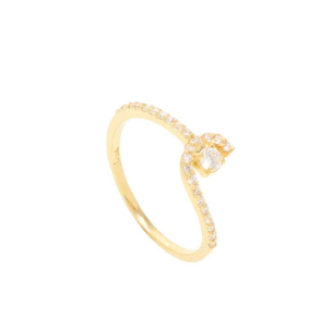 Anel Solitário com 26 Zircônias Ouro 18k