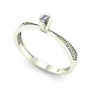 Anel Solitário com Zircônia e Ródio Ouro Branco 18k