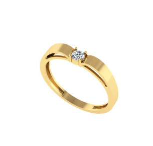 Anel Solitário Liso com Zircônia 3mm Ouro 18k