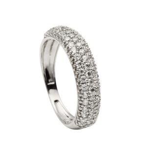 Anel Cravejado com Zircônias Ouro Branco 18k