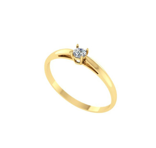 Anel Solitário Aro Liso com Diamante 3mm Ouro 18k