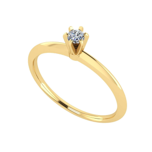 Anel Solitário com Diamante 3mm Aro Liso Ouro 18k