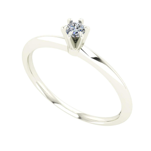 Anel Solitário Tradicional Ouro Branco 18k