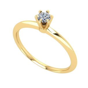 Anel Solitário com Diamante Natural 3.2mm Ouro 18k