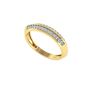 Anel Meia Aliança com Trinta Pedras de Zircônia Cravejada Ouro 18k