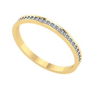 Anel Meia Aliança Cravejada Ouro 18k